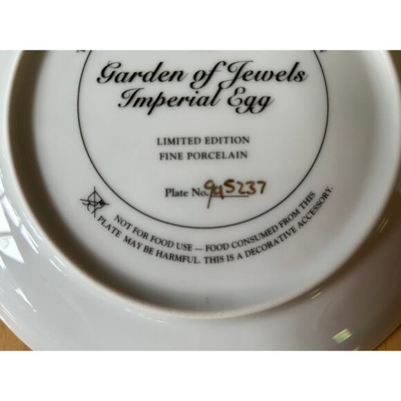 VTG HOUSE OF FABERGE FRANKLIN MINT Garden of Jewels Imperial Egg Plate 8" Green - Picture 5 of 6